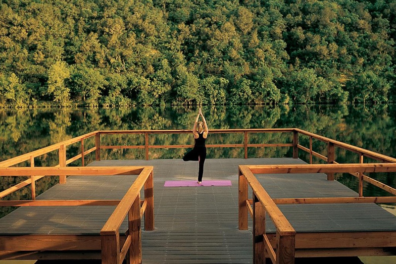 photo of a woman doing yoga at a spa in austin texas